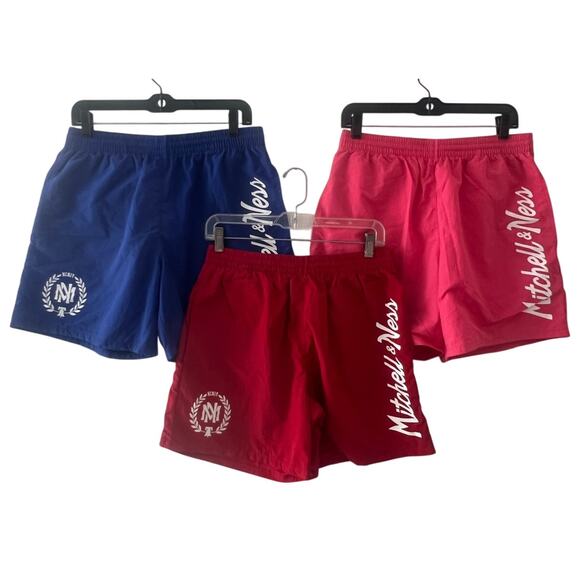 Lot Of Three (3) Mitchell & Ness Mens NM Team Essentials Nylon Shorts NWOT - Picture 1 of 8